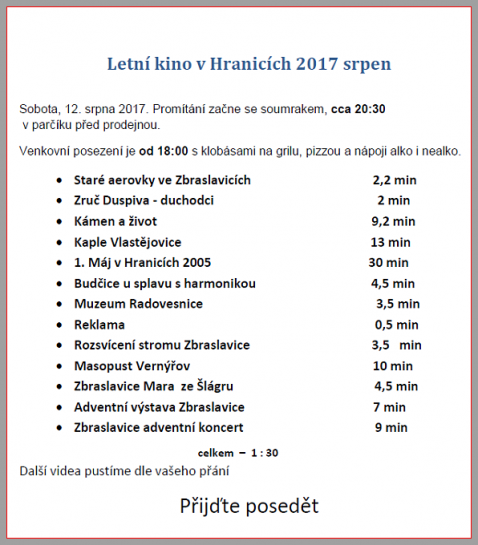Letní kino v Hranicích